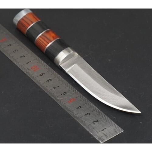Fixed Blade Hunting Straight Knife Camping Survival Tactical Knife 440C Wood Handle Pocket Outdoor Defense EDC Knives Multi Tool