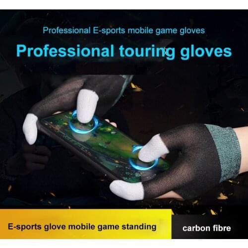 1 pair Game Gloves Breathable Game Controller Carbon Fiber Finger Sleeve For Pubg Sweat Proof Non-Scratch Touch Screen Gaming