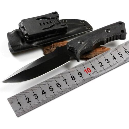 Outdoor straight knife with K sheath camping survival self-defense portable fruit knives kitchen stainless steel accessories