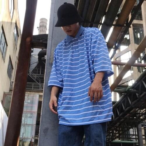 High streetwear striped polo Shirts Men Short Sleeve large size tees 8XL 9XL 10XL loose oversize Hip hop tops Turn-down Collar