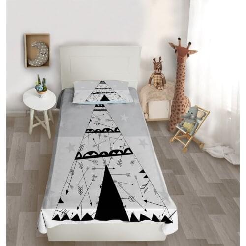 Yatak örtüsü çadır beyaz ok yıldız gri yatak örtüsü