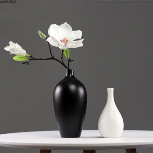 Modern Frosted Small Vase Black and White Ceramic Flower Arrangement Hydroponic Creative Dining Table Decoration Vase Home Decor