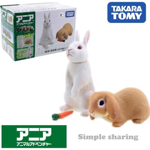 Takara Tomy Tomica Ania Animal Adventure White Rabbit As 34 Diecast Resin Baby Toys Hot Pop Kids Dolls Funny Magic Bauble