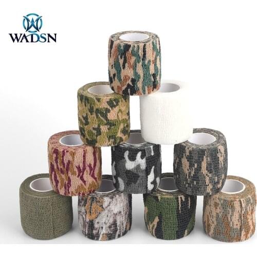 WADSN 5cmx10m Tactical Elastoplast Camouflage Cotton Tape Hunting Rifle Disguise Camo Elastic Wrap Waterproof Gun Accessories