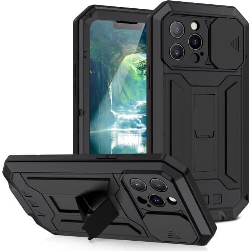 R-Just Heavy Duty Armor Phone Case For Iphone 13 Pro Max Metal Aluminum Protective Case & Kickstand iphone 13 Mini