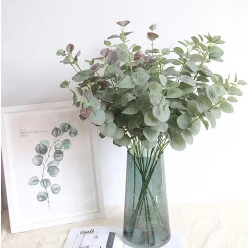 Artificial Leaves Branch Retro Green Silk Eucalyptus Leaf for Home Decor Wedding Plants Faux Fabric Foliage Room Decoration