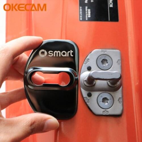 2pcs Car Door Lock Decoration Protection Cover Flags Emblem Case For Smart forfour fortwo 453 451 Accessories Car Styling