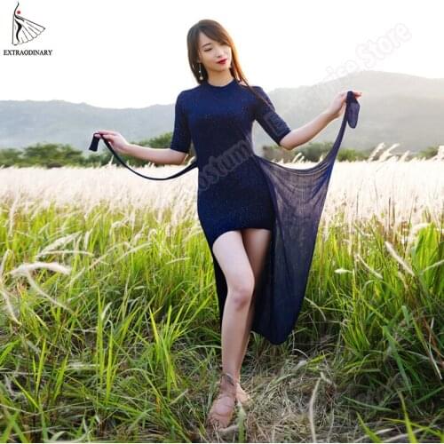 Women Fashion Practice clothes Belly Dance skirt Oriental dance Sequins Half sleeve Skirts Costume Girls Stage Performance