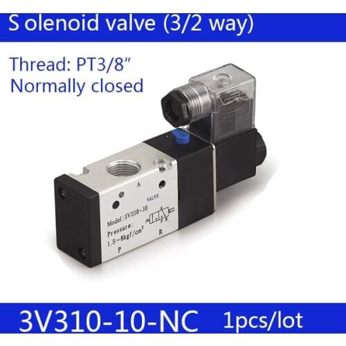 1PCS Free shipping Pneumatic valve solenoid valve 3V310-10-NC Normally closed DC12V 24V AC220V,3/8" , 3 port 2 position 3/2 way