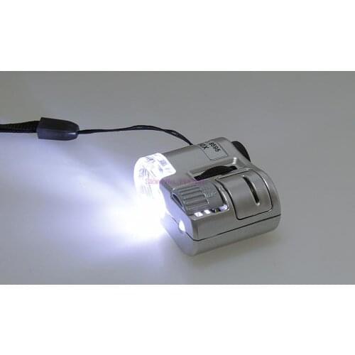 100 pcs 60X Handheld Magnifying Glass Mini Pocket Microscope Loupe Currency Detector Jeweler Magnifier With LED Light