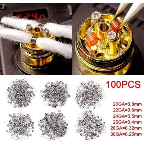 100Pcs Ni80 Twisted Fused Hive Clapton Coils Premade Wrap Alien Mix Twisted Quad