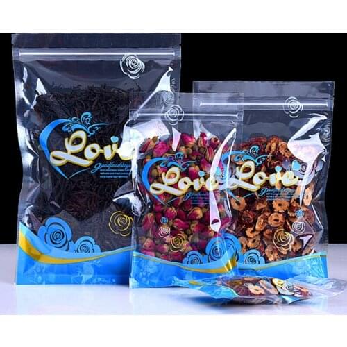 100pcs Flat Clear Blue Lovely Window Ziplock Gifts Bag Resealable Snack X-mas Party Wedding Sugar Heat Sealing Packaging Pouches