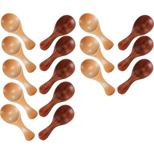 16 Small Wooden Spoons Mini Seasoning Sugar Seasoning Salt Honey Teaspoon Coffee Tea Jam Mustard Ice Cream Wooden Spoon