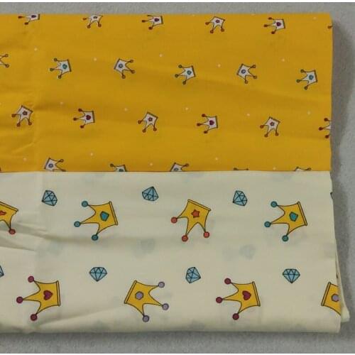 160cm Width Pretty Yellow Cartoon Crown Diamond Printed 100% Cotton Fabric Patchwork apparel quilting cushion sheet baby c