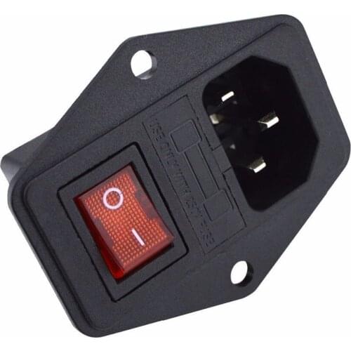 2pcs Inlet Module Plug 5A Fuse Switch Male Power Socket 10A 250V 3 Pin IEC320 C14