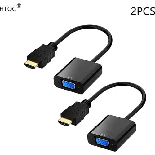 HDMI to VGA, 2 Pack, HTOC Gold-Plated HDMI to VGA Adapter (Male to Female) for Laptop, PC, Monitor, Projector, HDTV and More
