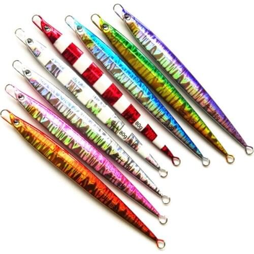 5PCS Glow Deep sea Fishing Ocean Boat Rock Beach Metal Jig Jigging Jigbait Spoon Lure baits 80g 100g