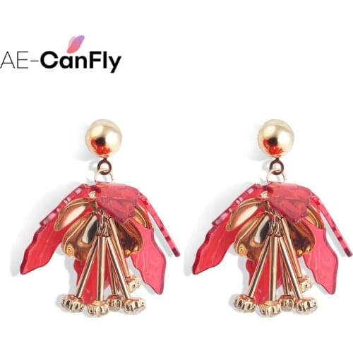 AE-CANFLY Hot Brand Women Maxi Dangle Drop Earring Flower Shape Statement Earring Bijoux Trendy Wedding Jewelry