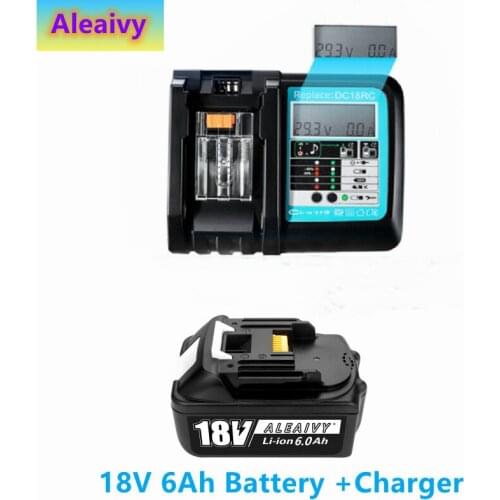 WIth LED Charger BL1860 Rechargeable Battery 18 V 6000mAh Lithium Ion for Makita 18v Battery 6Ah BL1840 BL1850 BL1830 BL1860