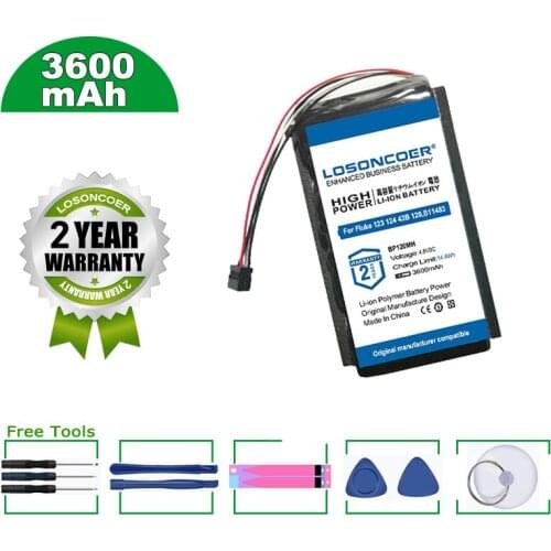 LOSONCOER Battery 3600mAh B11483,BP120MH Battery For Fluke Scopemeter 120 ( Firmware below V2.0 ) 123 125S 125 F125S 124 125F