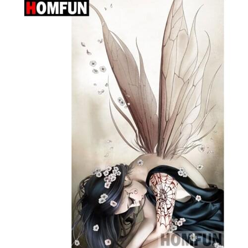 HOMFUN Full Square/Round Drill 5D DIY Diamond Painting "butterfly fairy" Embroidery Cross Stitch 3D Home Decor Gift A09960