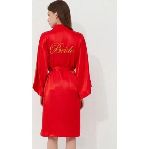 Satin Pajamas Women Bride And Bridesmaid Dressing Gown Fashion Home Clothes Imitation Silk Bathrobe Embroidered Night Gown Women