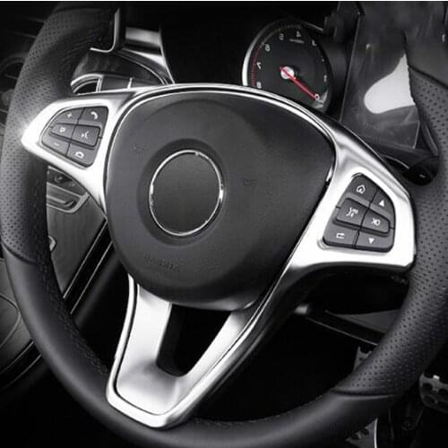 Car Steering Wheel Button Frame Dcoration Sticker Trim For Mercedes Benz C E W205 W213 GLC X253 Class Interior Accessories