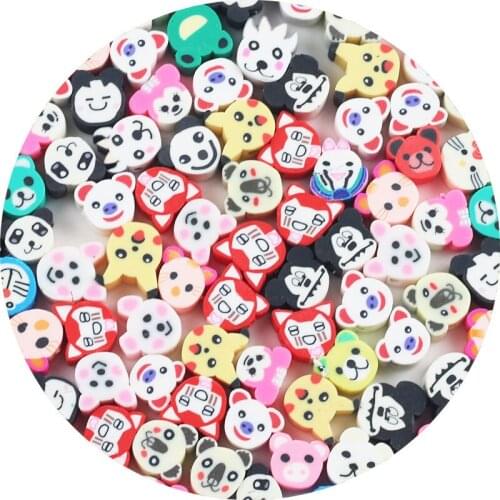 30pcs 10mm Cartoon Animal Beads Polymer Clay Spacer Loose Beads for Jewelry Making Bracelet DIY Necklace Accessories
