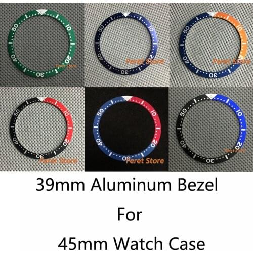 Bliger new Black/dark blue/orange/red 39mm Aluminum Watch Bezel Insert Ring For 45mm Watch Case Wristwatch Accessories