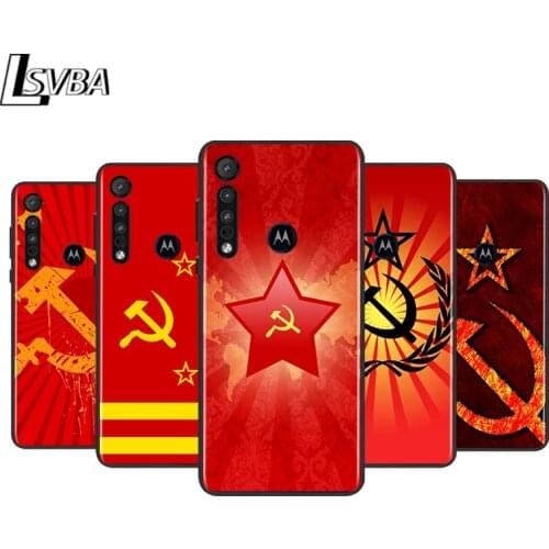 Soviet Union USSR Flag for Motorola G9 G8 G E7 E6 One Play Marco Hyper Fusion Stylus Power Edge Plus Soft Black Phone Case