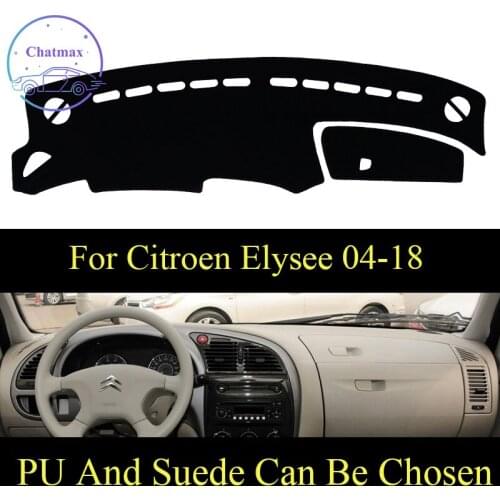 Customize For Citroen Elysee 2004-2018 Dashboard Console Cover PU Leather Suede Protector Sunshield Pad