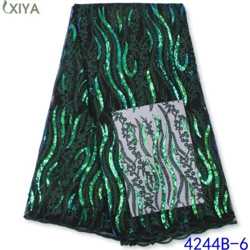 French Tulle Mesh Lace Fabric High Quality Sequins Lace Fabric African Sequence Lace Fabrics for Nigerian Wedding Party APW4244B