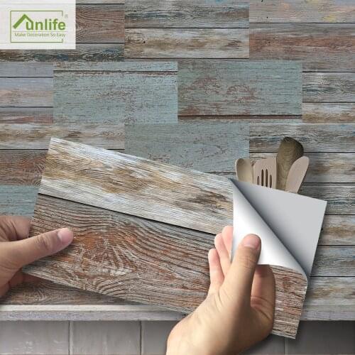 Funlife 10*20cm Waterproof Wall decals American Retro Wood Grain Self-adhesive Tile Stickers Kitchen Sticker Bathroom Decors