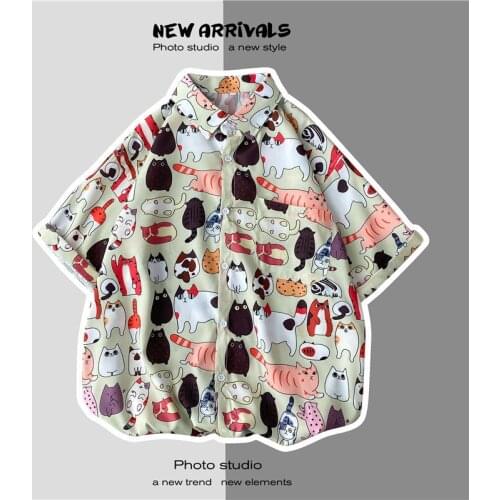 30 Styles Retro Printed Short-sleeved T-shirts Cartoon Loose Shirts For Men And Women Couple Tops Oversized Half-sleeved T-shirt