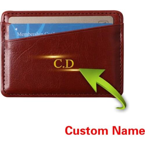 Candy Colors Credit Card Holder Slim Women Wallets MenS Money Clip Thin Id Credit Card Money Holder Porte Carte Custom Name