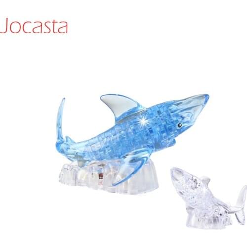 40pcs Crystal Transparent Shark Building Block Assembly Three-dimensional Puzzles Jigsaw Kids Educational Intelligence Toys Gift