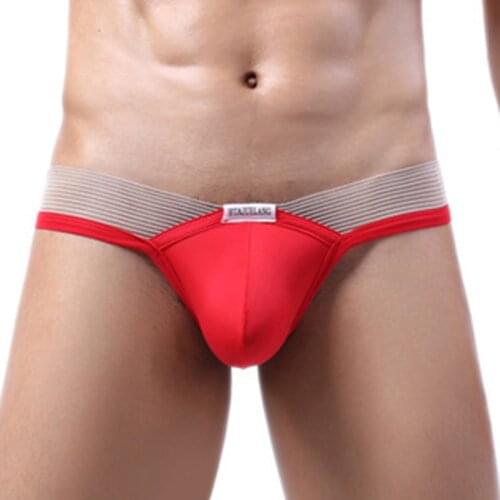 Mens Sexy Briefs Bulge Pouch Ice Silk Underwear Low-Waist Ultra-Thin Panties G-strings Men Thong Jockstrap Panties Gay Underpant