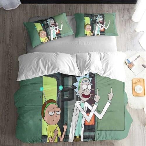 Cartoon Bedding Set King Size Funny Rick Morty Duvet Cover for Kids Home Custom Bed Quilt Cover Boys Bed Set Bedroom Decor