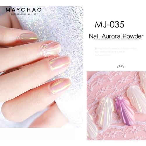 MAYCHAO 1 Box Mermaid Aurora Powders Holographics Laser Shiny Nail Glitters Dust Flakes 3D Nail Art Sequins Pigment Dust