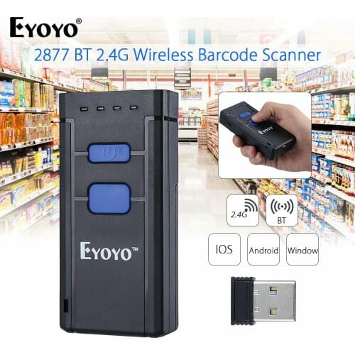 Eyoyo Wireless Bluetooth 1D Barcode Scanner Mini Laser Code Reader 2.4G Wireless & Wired Pocket Bar Code Gun IOS Android Windows
