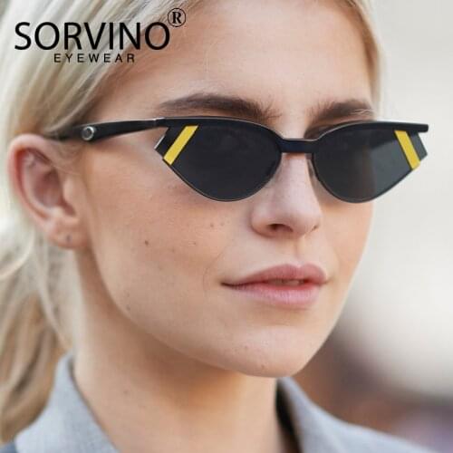 SORVINO Vintage Futuristic Small Cat Eye Sunglasses Women 2020 Luxury Brand Designer Fashion 90s Cateye Sun Glasses Shades P411