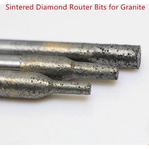 Sintered Diamond Router Bits for Granite Stone Flat Bottom Endmill CNC Stone Carving Power Engraving Tools Milling Cutters