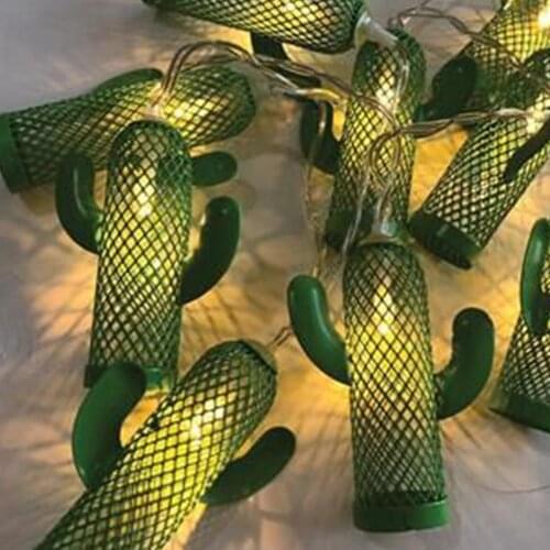 Tropical Themed Cactus Succulents String Lights Decoration 10 LED Cactus Battery Operated Indoor & Outdoor LED Party