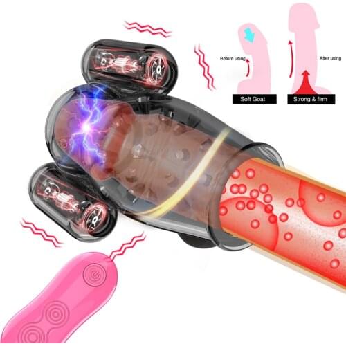 Penis Enlargement Vibrator Glans Trainer Delay Ejaculation Penis Vibrating Extender Sex Toys For Men Masturbator Cock Massager