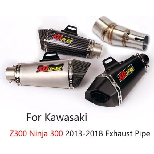 For Kawasaki Z300 Ninja 300 2013-2018 Exhaust Pipe Motorcycle Mid Link Tube Slip On 51mm Muffler No DB Killer Escape Reserve Cat