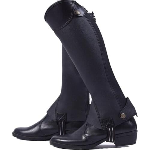 XS to 4XL Horse Ridding Half Chaps Equestrian Leggings PU Leather Boots Cover Leg-protector For Adults