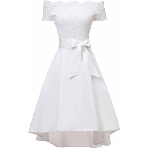 Womens Cocktail Dress 2021 New One Shoulder Lace Dress