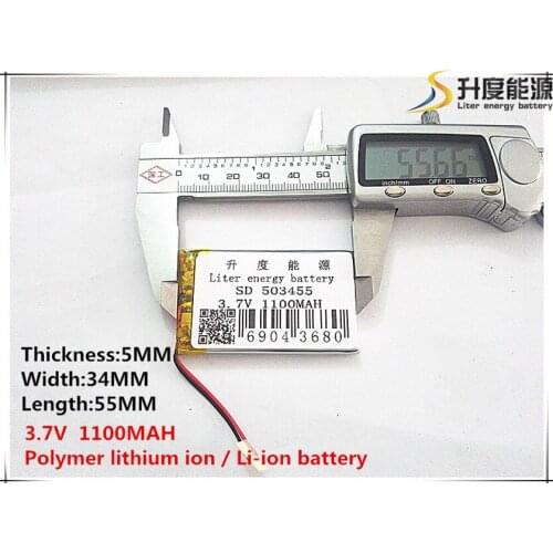 1pcs [SD] 3.7V,1100mAH,[503455] Polymer lithium ion / Li-ion battery for TOY,POWER BANK,GPS,mp3,mp4,cell phone,speaker