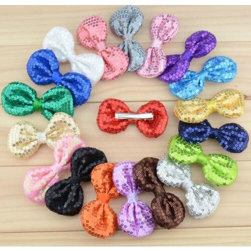 100 pcs/lot , Sequin Bow Hair Clip Wedding Flower Bowtie