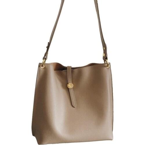 197 Fashion Solid Women Handbag Casual Large Bucket Shoulder Bags